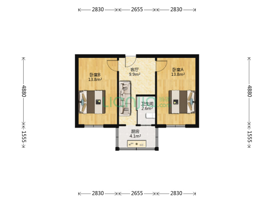 万泉街道 2室1厅1卫 53平方