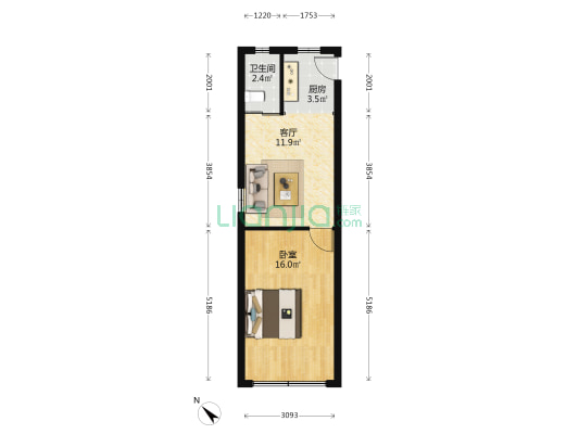 图们路51号 1室1厅1卫 41平方