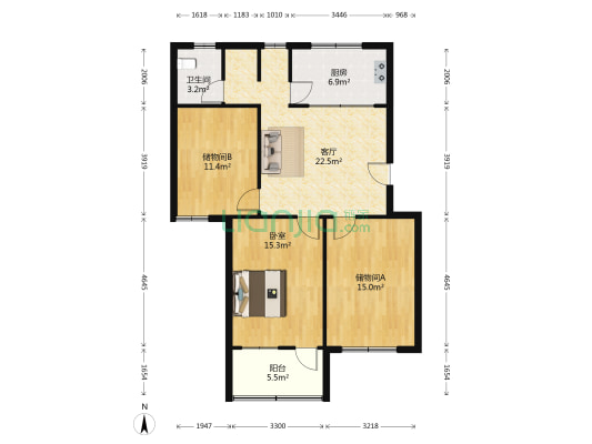 洋沙三村 1室1厅1卫 95平方