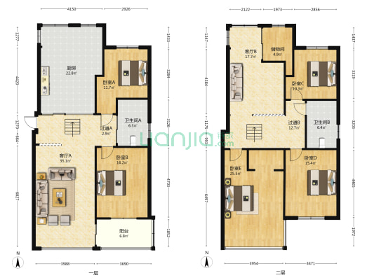 碧水苑 5室2厅2卫 229平方