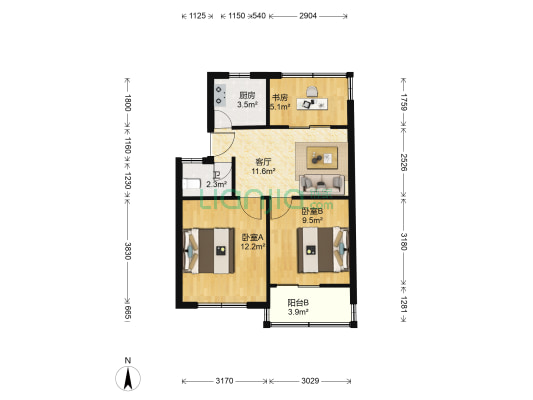 北仑新村 3室1厅1卫 60平方