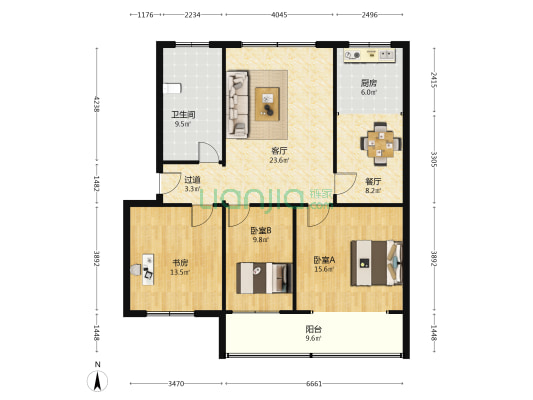烟草公司家属楼 3室2厅1卫 103平方