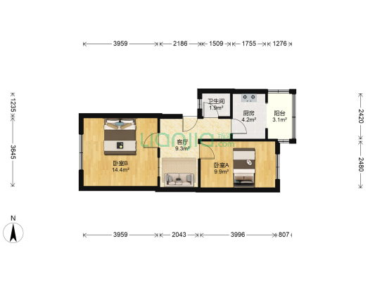 富锦里 2室1厅1卫 58平方