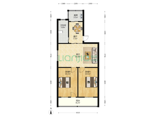 环城西路46号 2室2厅1卫 88平方
