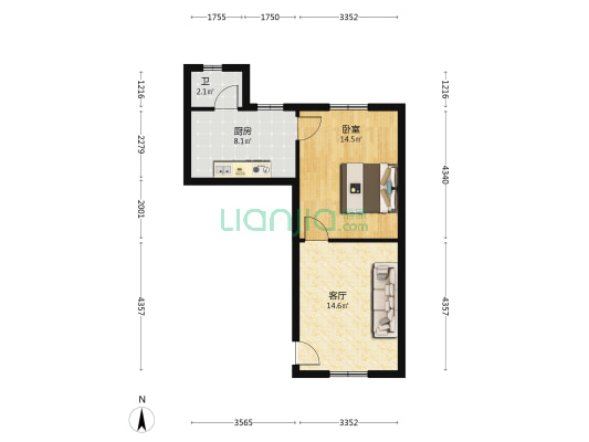 先锋厅 1室1厅1卫 53平方