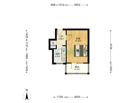 东海里 1室0厅1卫 31平方