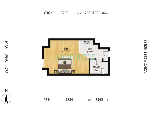 同济佳苑 1室0厅1卫 55平方