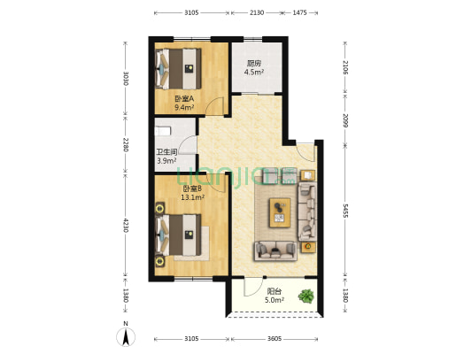 碧桂园公园里 2室0厅1卫 77平方
