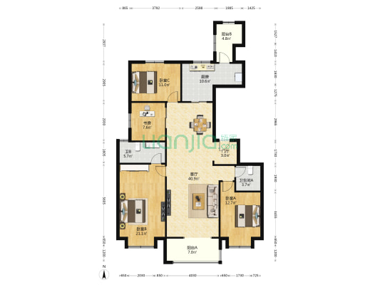 万科翡翠国宾D地块 4室1厅2卫 162平方