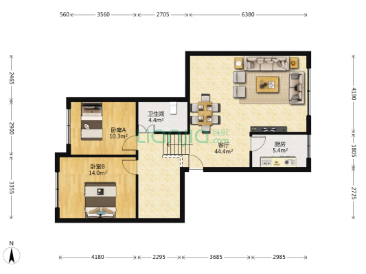 友谊花园 2室1厅1卫 94平方