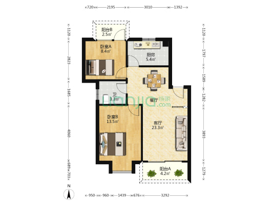 怡星花園 2室1厅1卫 75平方