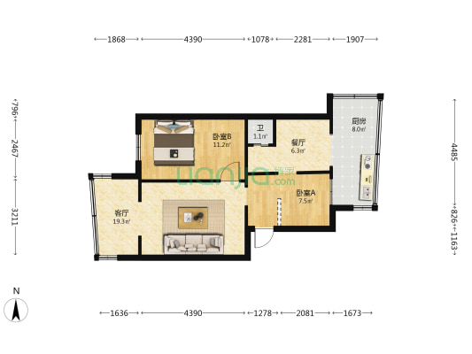 耳巷16号 2室2厅1卫 48平方