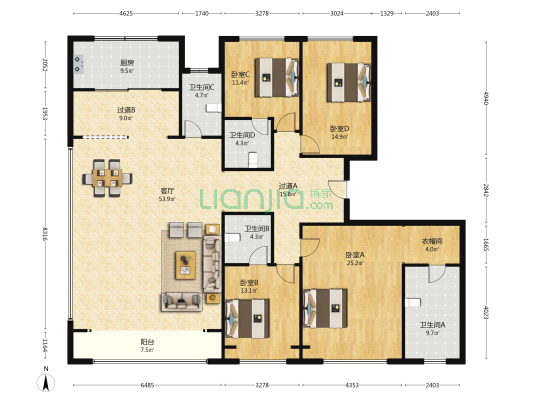 碧桂园高新云墅 4室1厅4卫 242平方