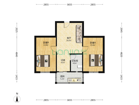 临开里 2室1厅1卫 71平方