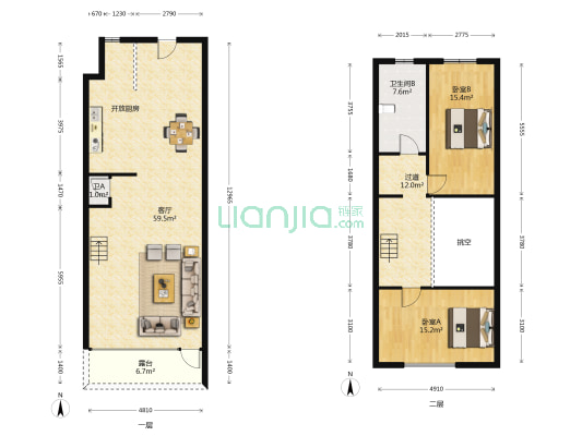 汇置湖畔公园 2室1厅2卫 99平方