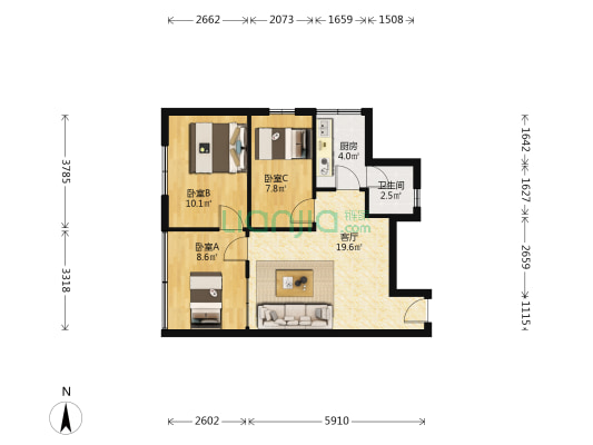 星光楼 3室1厅1卫 73平方