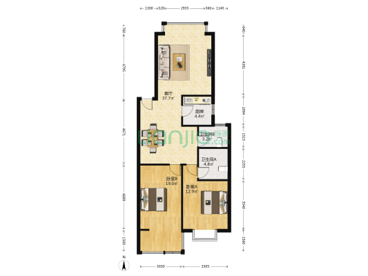 鑫湘佳园 2室1厅2卫 98平方