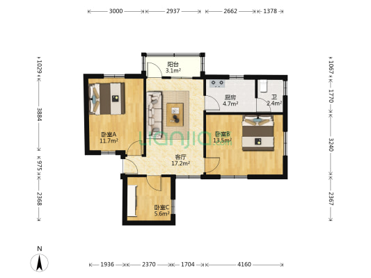 农林上路 3室1厅1卫 70平方