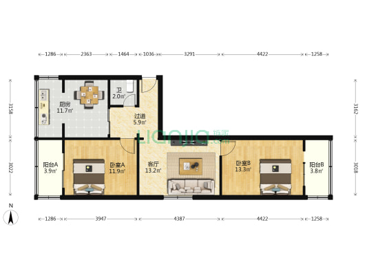 临夏路 2室1厅1卫 81平方