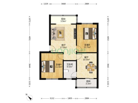 董家湾北街15号 2室2厅1卫 70平方