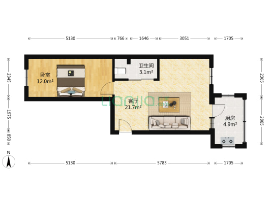 南十七道街 1室1厅1卫 53平方