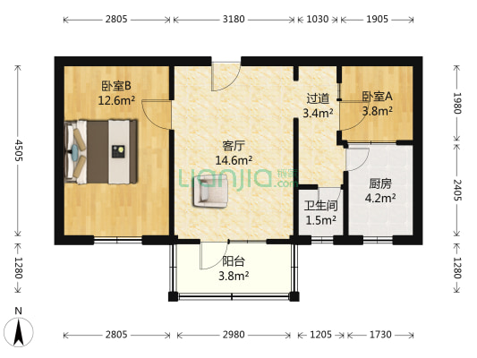 物资局家属楼 2室1厅1卫 58平方