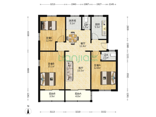 小禅法弄 3室2厅3卫 103平方