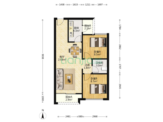 协信星澜汇 2室1厅1卫 75平方
