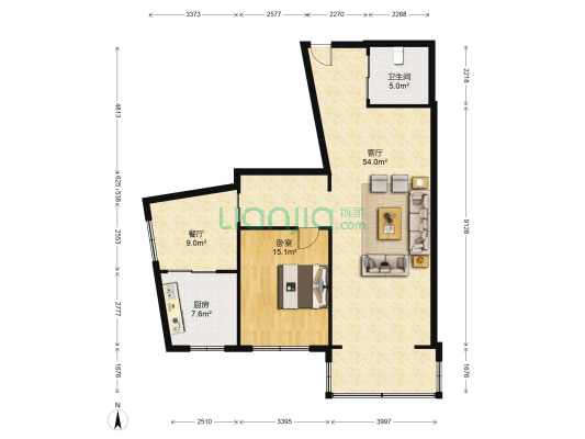 南岭派出所宿舍楼 1室2厅1卫 108平方