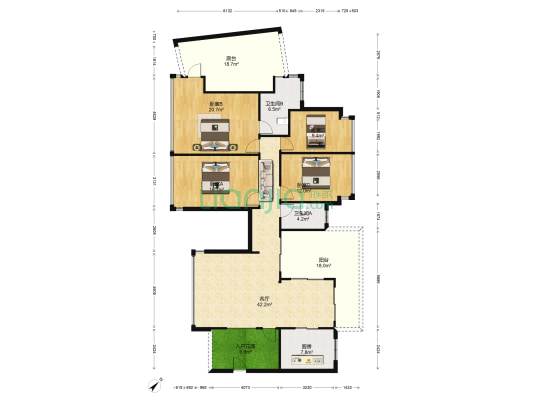 凯茵新城07区南畔山 4室1厅2卫 178平方