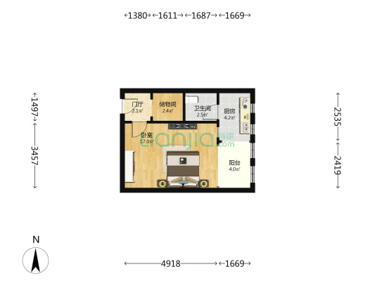 东莱大楼 1室0厅1卫 57平方