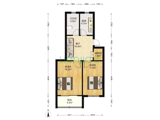 富华园 2室1厅1卫 62平方