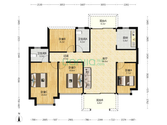 悦城华庭 4室1厅2卫 99平方