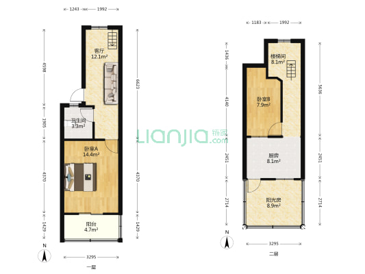 塘南湾溇公寓 2室1厅1卫 57平方