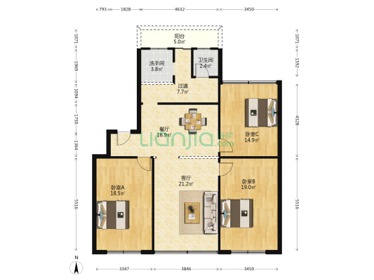 金马路二段123号 3室2厅2卫 160平方