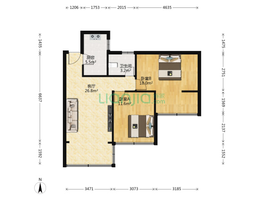 新城花园 2室1厅1卫 81平方