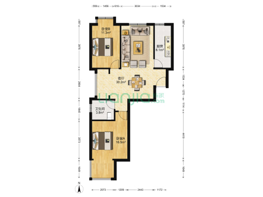 金源丽舍 2室1厅1卫 88平方