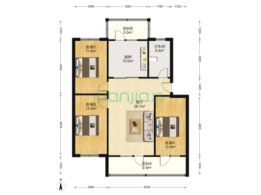 涿州二康医院核 心版块，出门就是就是范阳路自住养老-户型图
