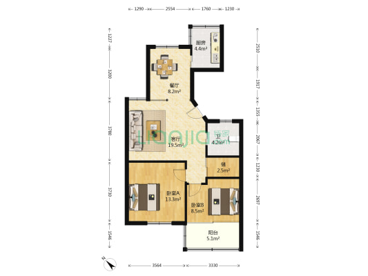 怡沁苑 2室2厅1卫 138平方