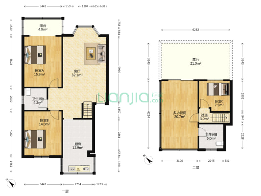 三江鱼凫苑 4室1厅2卫 106平方