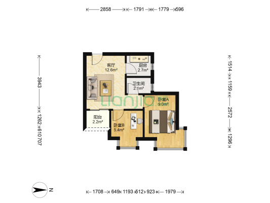 松坪村西区三期 2室1厅1卫 49平方