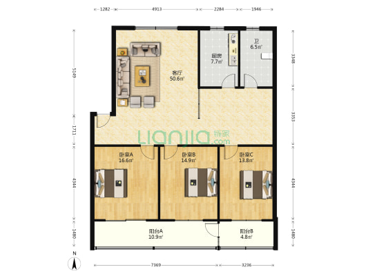 群英路13号1号院 3室1厅1卫 138平方