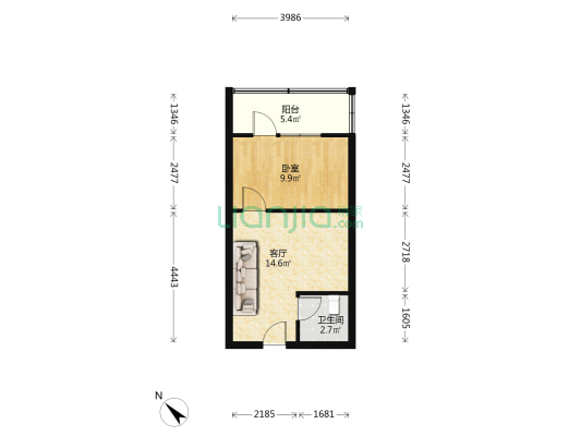 子珑润城 1室1厅1卫 39平方