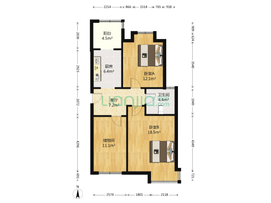 红磡领世郡普雅花园 2室1厅1卫 89平方
