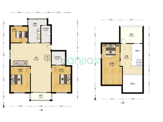 映月苑 4室1厅2卫 136平方