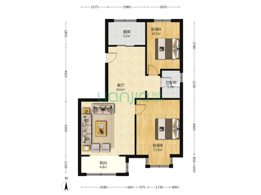 天地新城  满两年  诚意出售  精装修-户型图