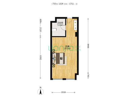 兴宏大厦 1室0厅1卫 50平方