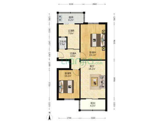 永宁庄31号工行家属院 2室1厅1卫 77平方
