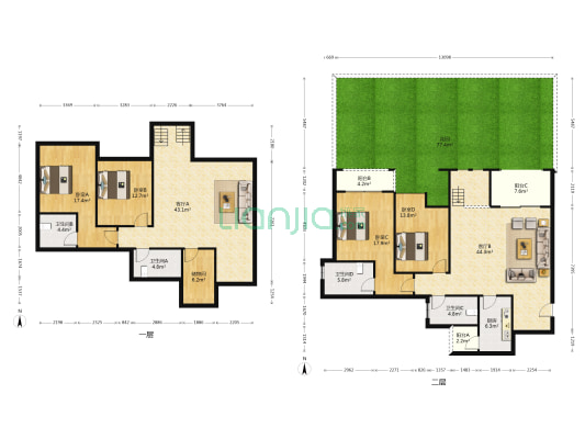汽博 洋房 2018年的房子 底跃 带花园70平方 带地下室-户型图