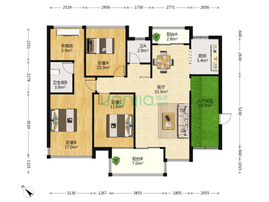 正茂·顶秀港湾 3室1厅2卫 118平方